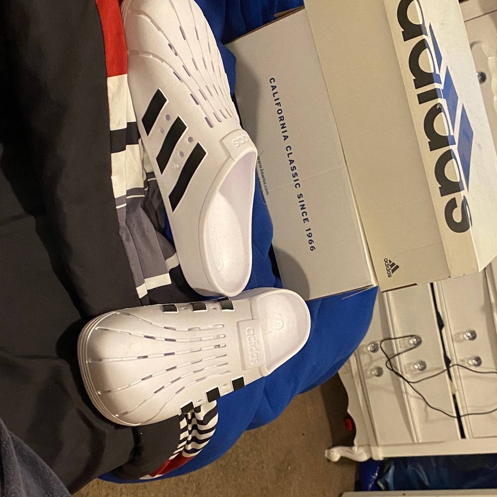 Adidas White and Black Slip-On Shoes